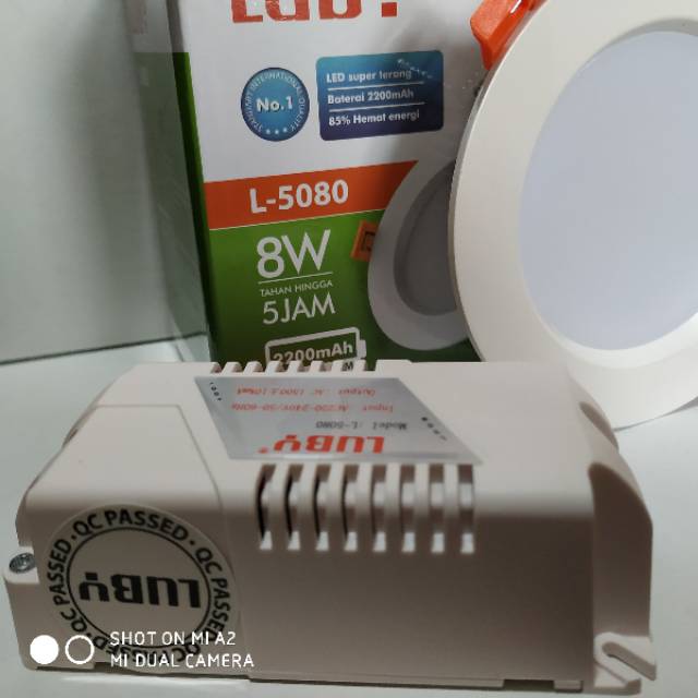 lampu downlight led luby plus emergency 8 watt L-5080 emergency panel led