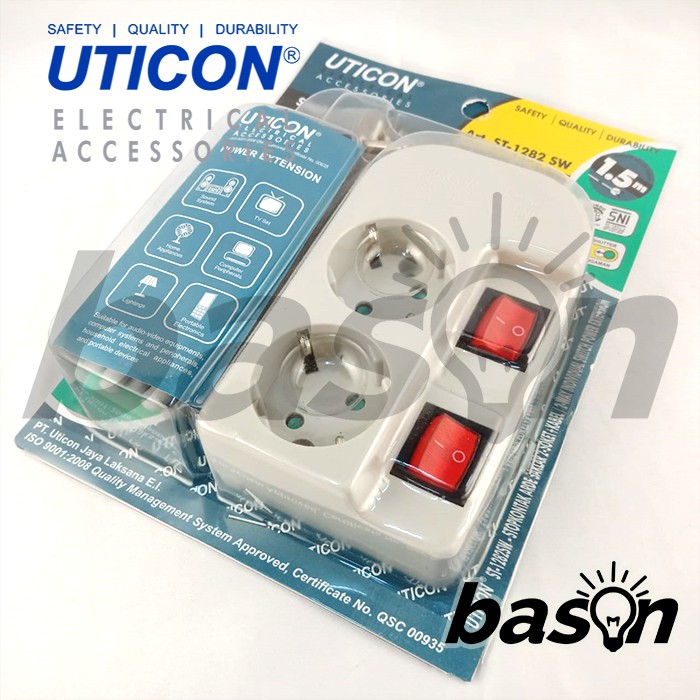 UTICON ST1282SW Power Extension - Stop Kontak 2Lubang 1.5 Meter dengan individual switch