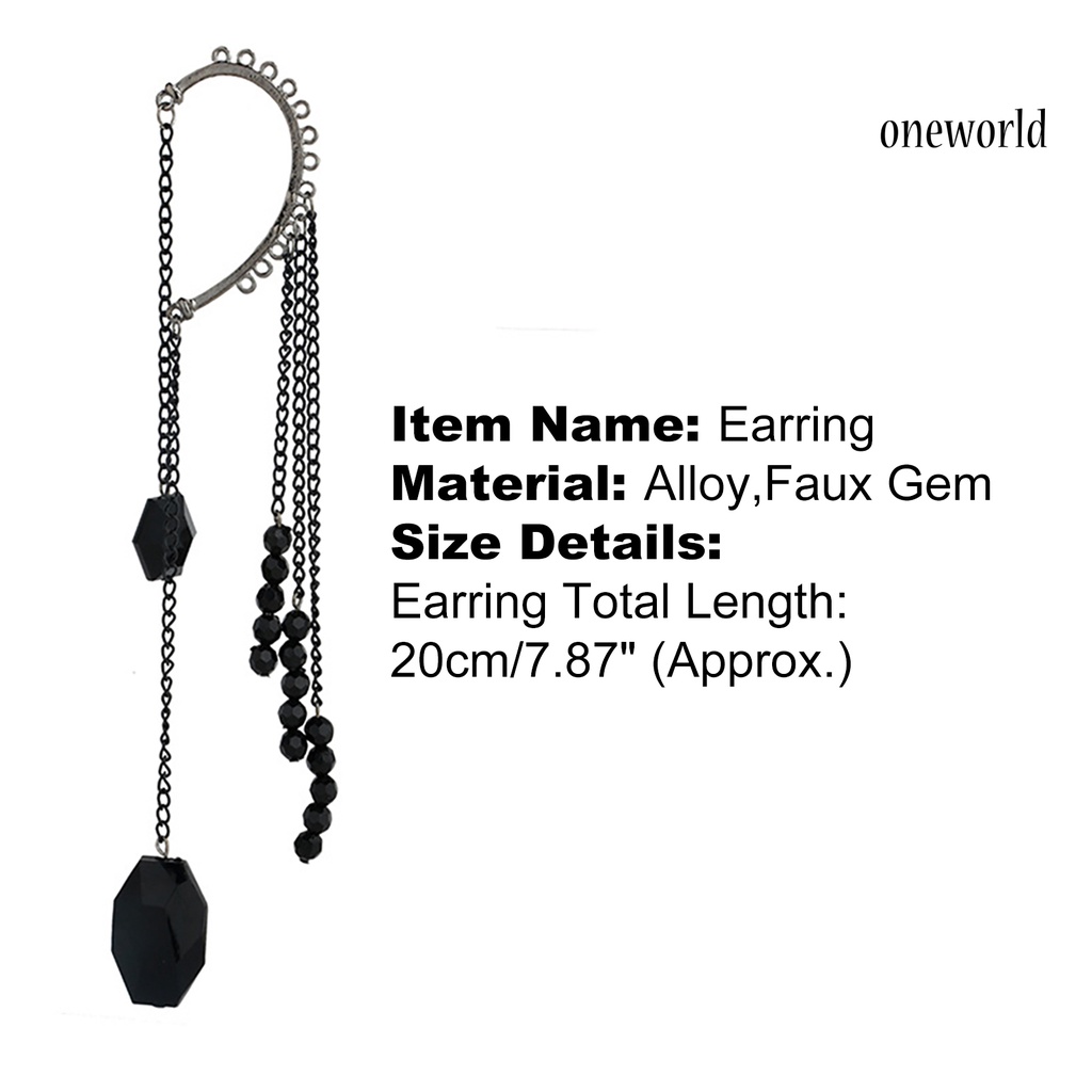 OW@ Lady Earring Jewelry Metal Black Artificial Gem Earing for Party