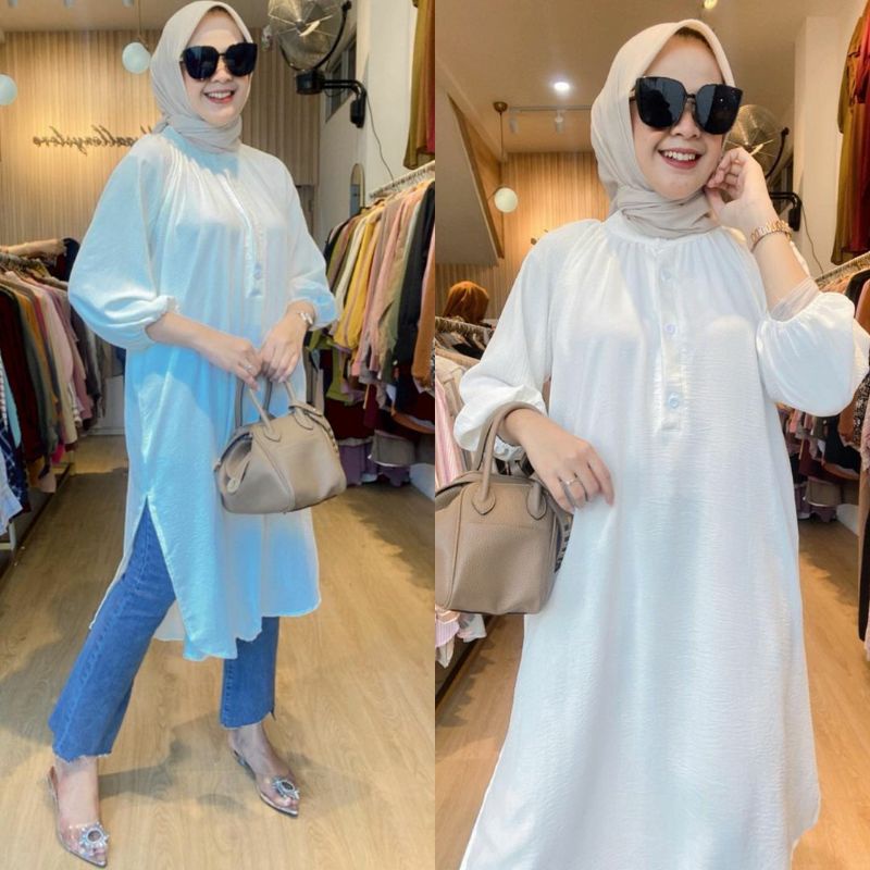 Tunik crinkle premium tunik polos jumbo tunik wanita busui tunik terbaru tunik kondangan terlaris tu