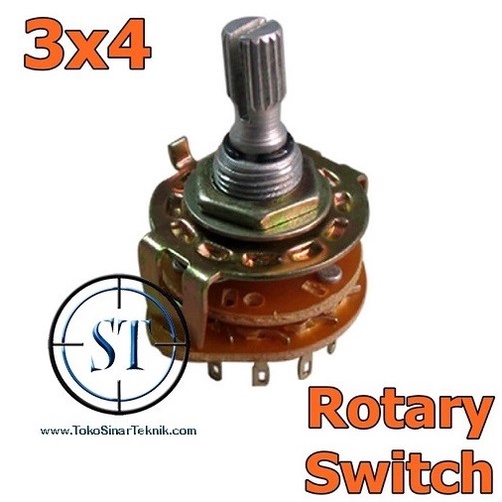 Rotary Switch 3x4 4 Posisi Saklar Selector Putar 4Way 3x4 Box Amplifier Ampli Input Audio