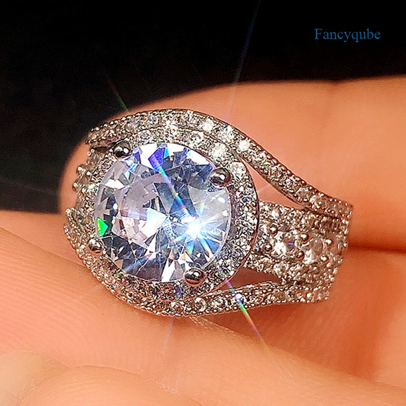 Fancyqube Cincin Cubic Zirconia Gaya Modern Untuk Wanita