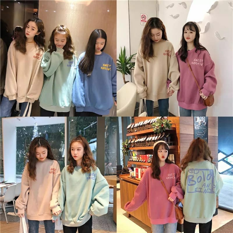 SWEET HARMONY SWEATER WANITA 2 SIDE - SWEATER OVERSIZE WANITA - SWEATER CREWNECK