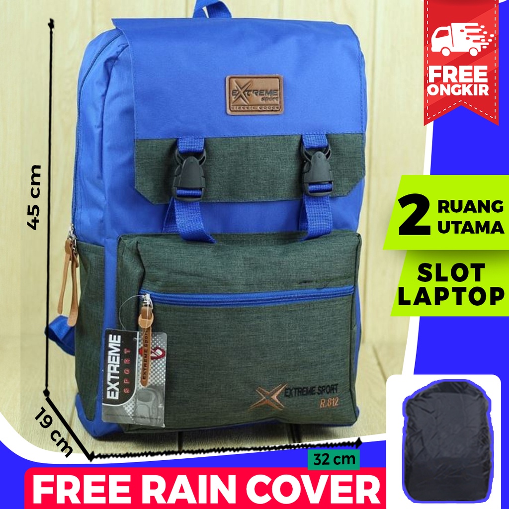 BEST SELLER Ransel Pria Wanita Tas Distro Extreme Biru Backpack Laptop Tas Sekolah Kuliah Kasual