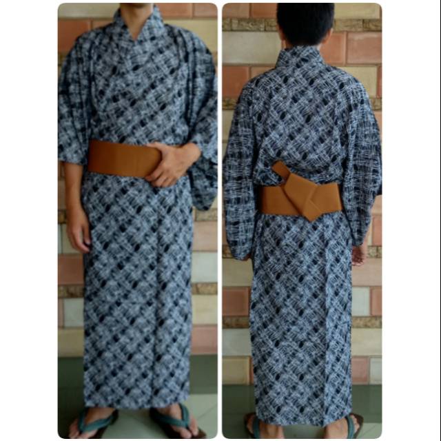 Yukata Kimono Pria : Abstrak Hitam