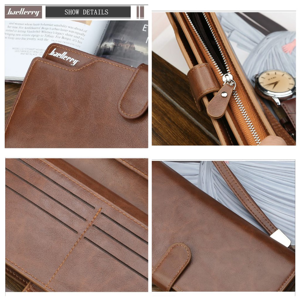 DOMPET PANJANG BAELLERRY IMPORT KULIT COKLAT FABINHO WA056B7 BRANDED ORIGINAL MURAH PRIA BISA WANITA