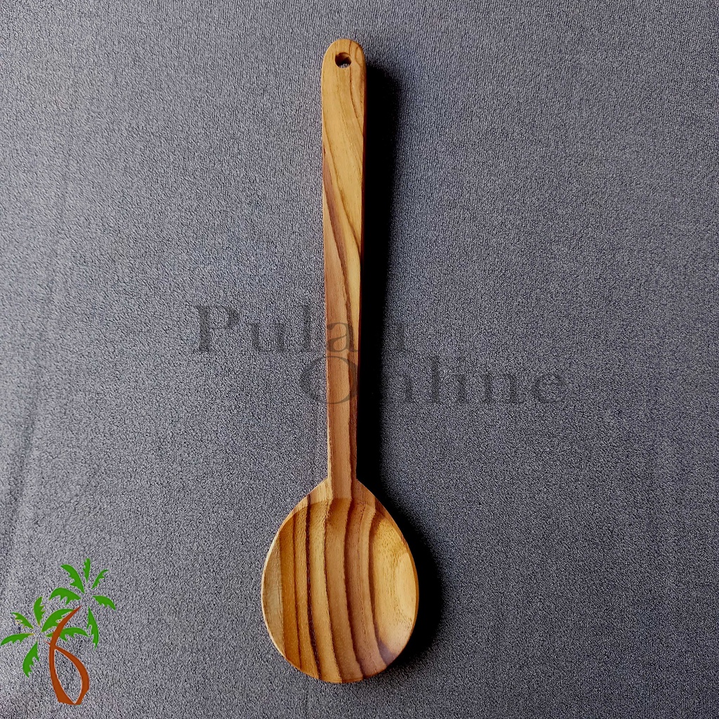 Spatula Kayu Bulat jati 30cm - sutil kayu Jati Bulat -Wooden Spatula