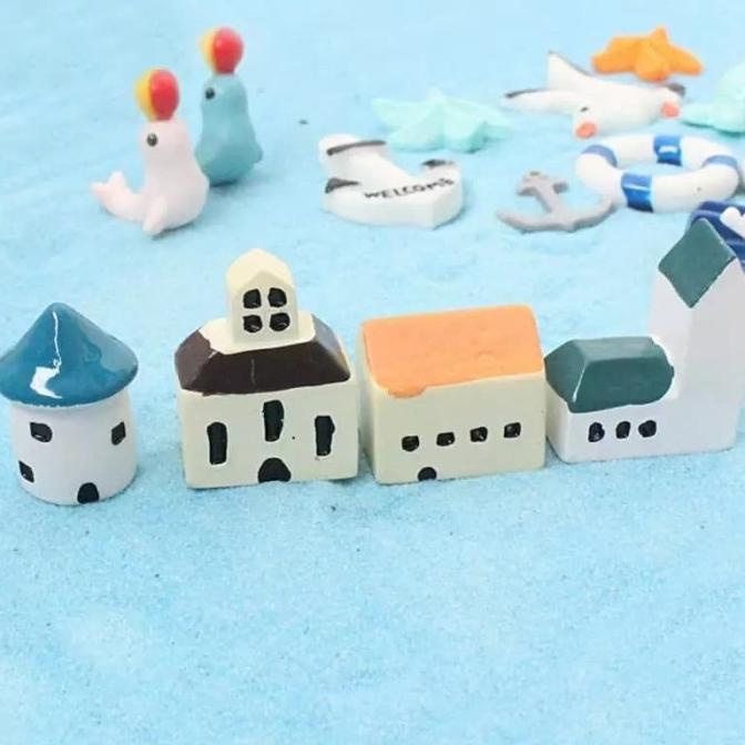 Miniature Rumah SANTORINI bahan diorama maket hiasa terrarium aquarium wimp11 Berkualitas