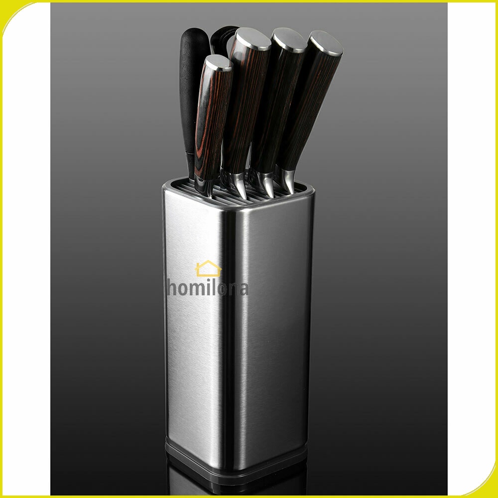 Tempat Pisau Dapur Stand Tool Knife Holder Stainless Steel - TaffHOME DJ-012 - Silver