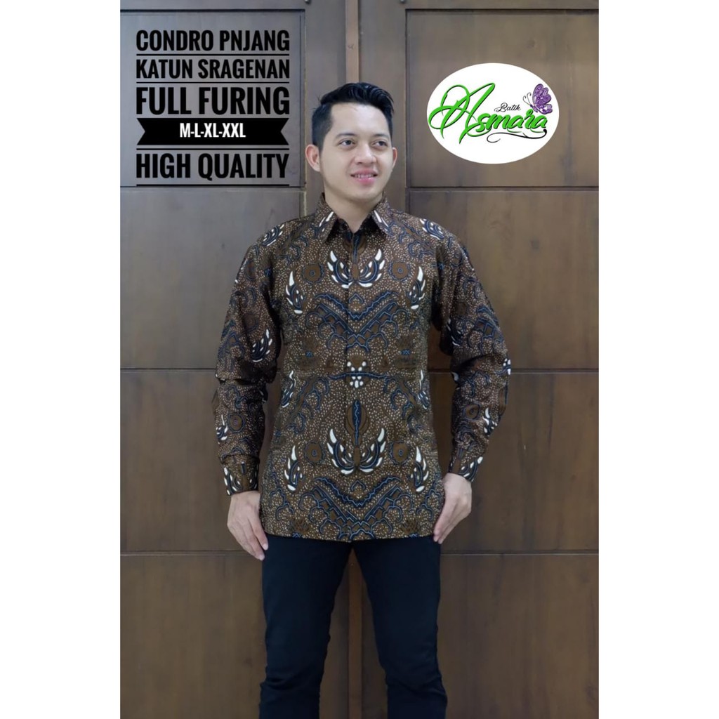 CONDRO PANJANG Kemeja Batik Pria Lengan Panjang Katun Halus FULL FURING Batik Asmara