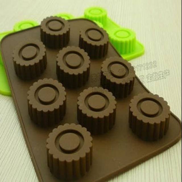 Cetakan Coklat Silikon Motif Roda Gerigi 9 Cavity Jelly Puding Silicone Mold