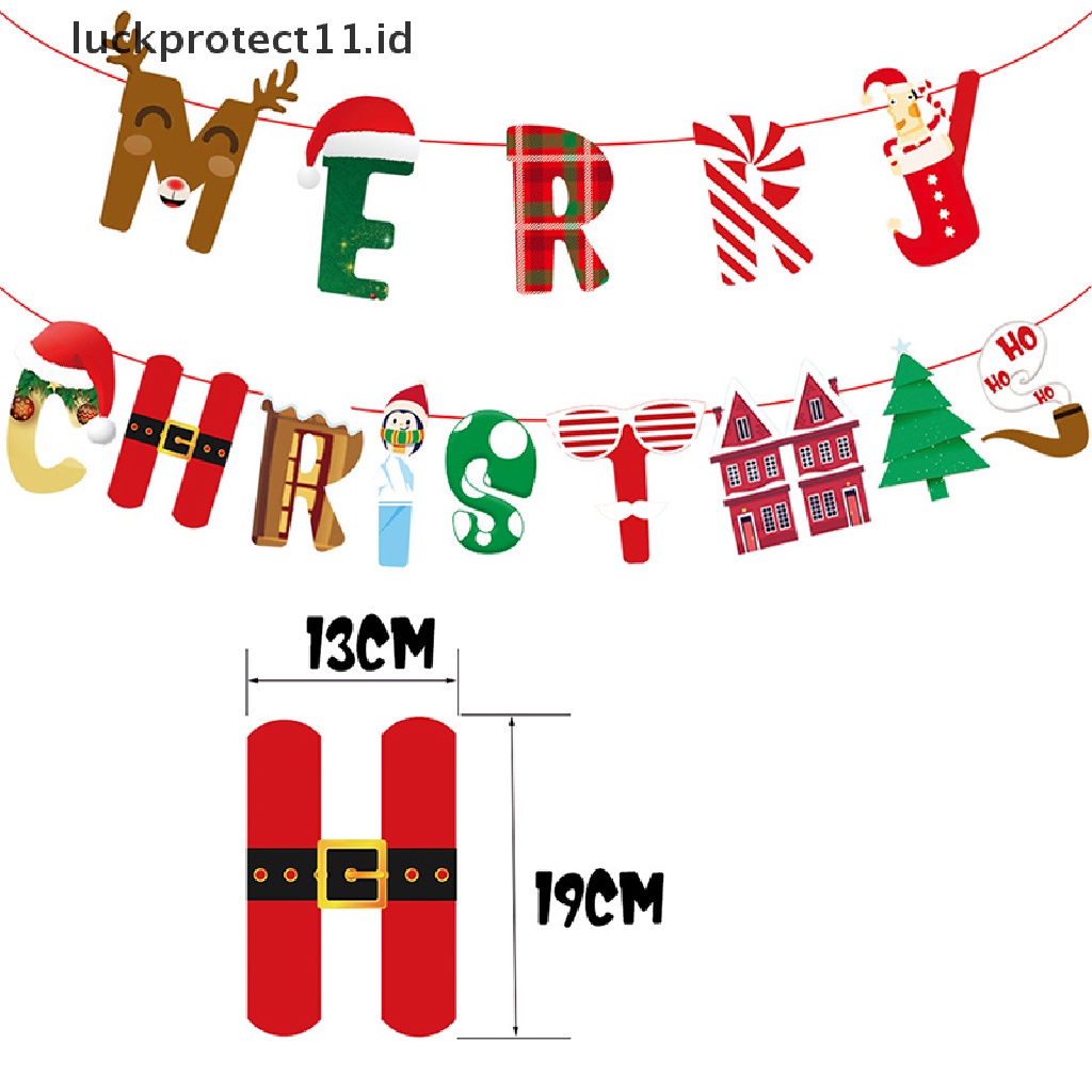 //HG&amp;ID// 1PCS Merry Christmas Banner Wall Hanging Garland Xmas Tree Pattern Bunting Flag .