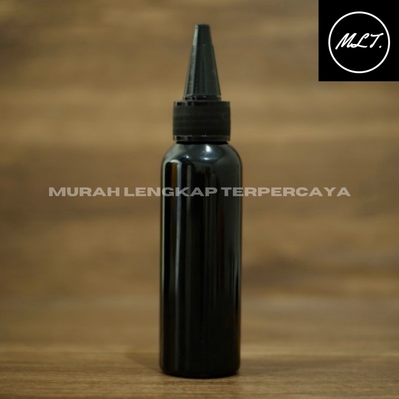 BOTOL TINTA 100ML HITAM / BOTOL KERUCUT 100 ML HITAM