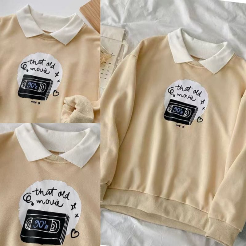SWEATER WANITA OLD MOVIE /// ATASAN WANITA ALA KOREA LUCU FLEECE TEBAL KEKINIAN TERBARU'',