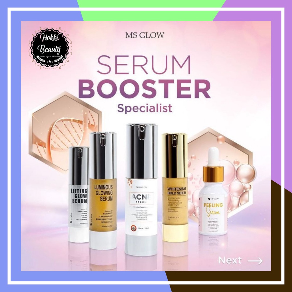 Serum Wajah Ms Glow Whitening Gold Serum / Acne Serum / Lifting Serum / Luminous Serum / Peeling Serum