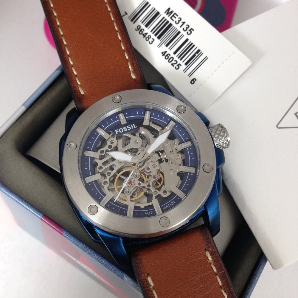 Jam Tangan Pria F055il ME3135 brown blue 50mm Original