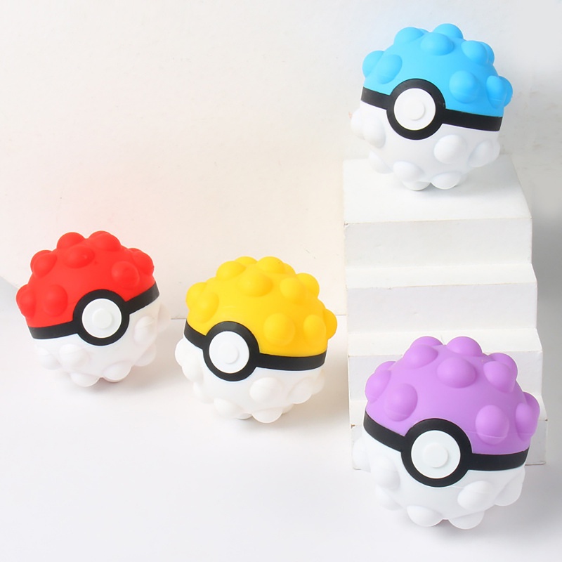 Baru Antistress Pop It Rainbow Ball Push Bubble Pokeball Fidget Toys Dekompresi Pencet 3d Elastis Anak Pokémon Game