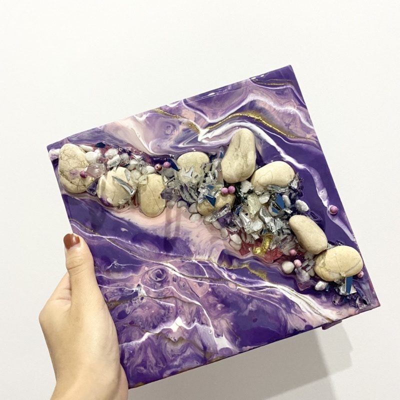 PURPLE Gorgeous 20 x 20 cm Geode Painting Wall art by Ebelymade
