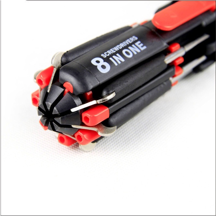 ONLYONE12 Set Obeng 8 in 1 Multifungsi / Obeng + Senter Lampu Led Perkakas Screwdrivers Travel / Obeng Set 8 in 1 Lengkap Lampu Led