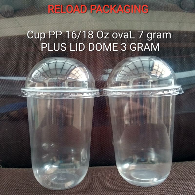 

Isi 50 pcs Gelas Plastik PP OvaL 16oz Plastic Cup PP OVAL 16 oz U Round U Shape Boba Capsul Bulat PLUS LID DOME TERBARU READY FLAT DATAR
