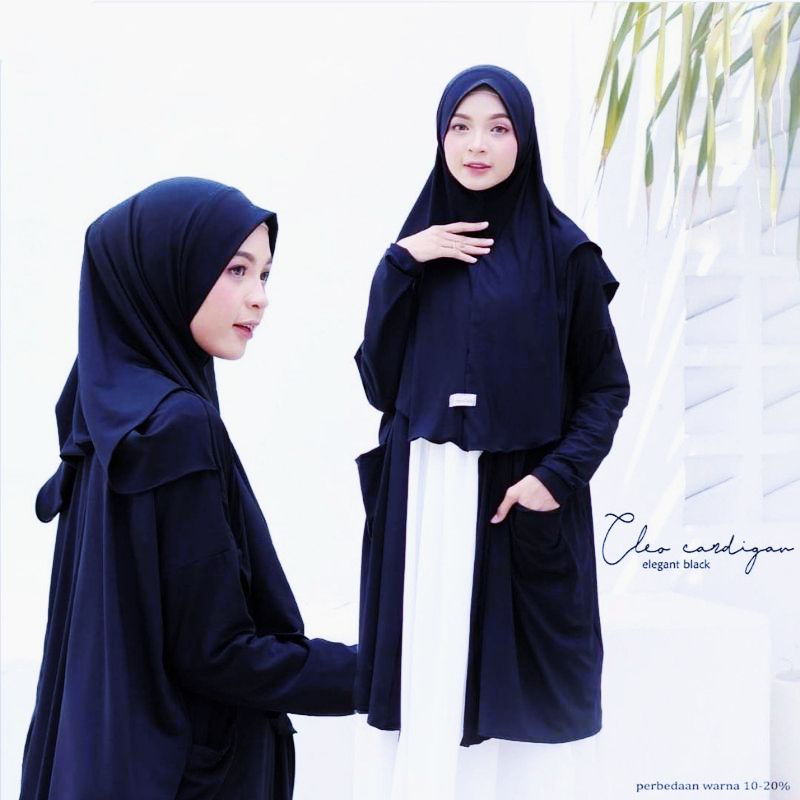 Hijab Cardigan Instan Praktis Langsung Pakai Tanpa Ribet, Khimar Cleo instan