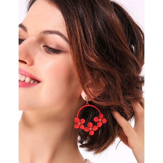 LRC Anting Tusuk Fashion Flower Shape Decorated Earrings F22370