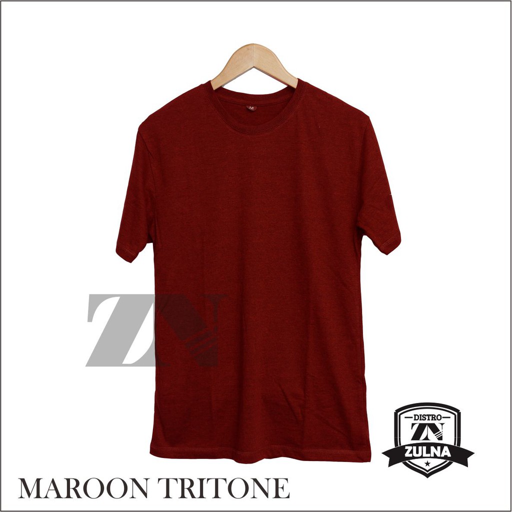 Baju Kaos polos Distro Maroon Tritone Original Kaos Unisex 