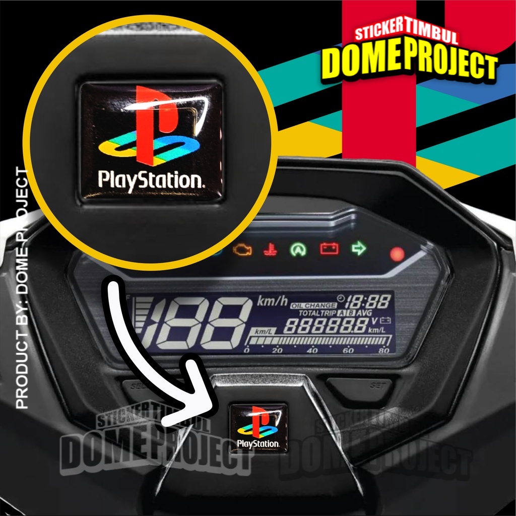 EMBLEM SPIDOMETER HONDA LOGO PLAYSTATION STIKER TIMBUL AKSESORIS MOTOR STICKER SPEEDOMETER