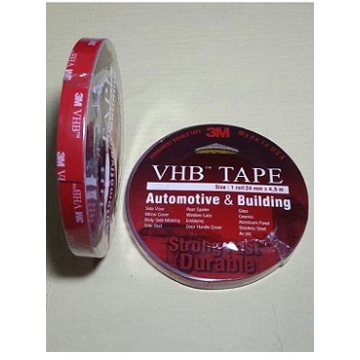 ORI ! Double tape 3M VHB 24mm x 4,5 meter - Lem 3M - Double tape Otomotif - 12mm x 4,5