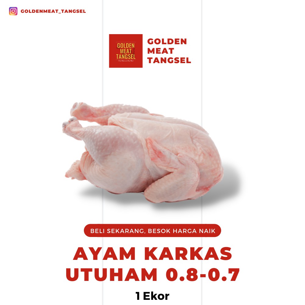 

Ayam Utuhan Karkas 0.8-0.7 - Daging ayam Berkualitas & Fresh - Tangsel