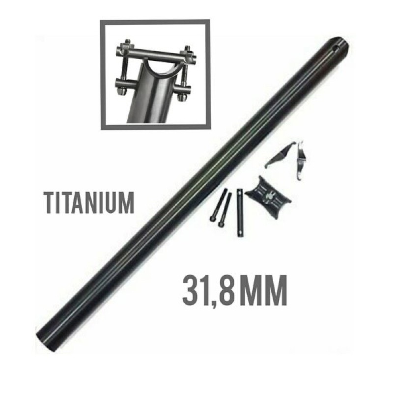 Seatpost Titanium Hitam 31,8 mm bisa Pixes 3 sixty