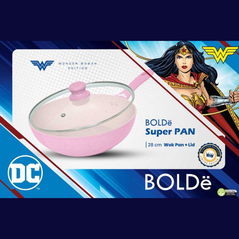 BOLDe Super Pan Sakura Peach Wonder Woman Wok 28cm + Tutup Lid