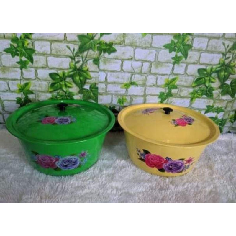 Baskom Enamel Kembang Dengan Tutup 24cm