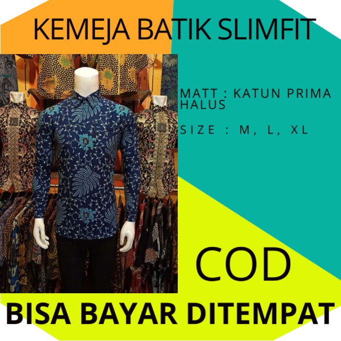 KEMEJA BATIK  SLIMFIT PRIA BATIK  HALUS  BAJU  COWOK ATASAN 