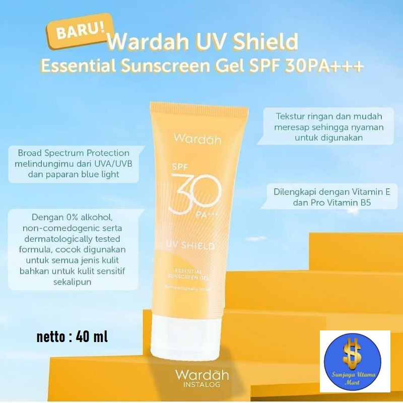 Wardah UV Shield SPF 30 PA +++ Essential Sunscreen Gel 40ml-Sunblock Wajah