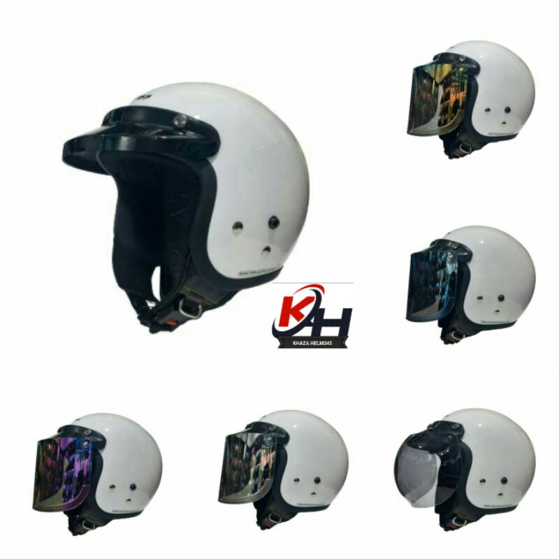 HELM BOGO CARGLOSS CFM PUTIH//KACA FLAT//ORIGINAL CARGLOSS