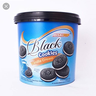 

BISKITOP - Black Cookies Vanilla Cream 400 gr Ember/Timba Biskuit Lebaran Hampers Parcel