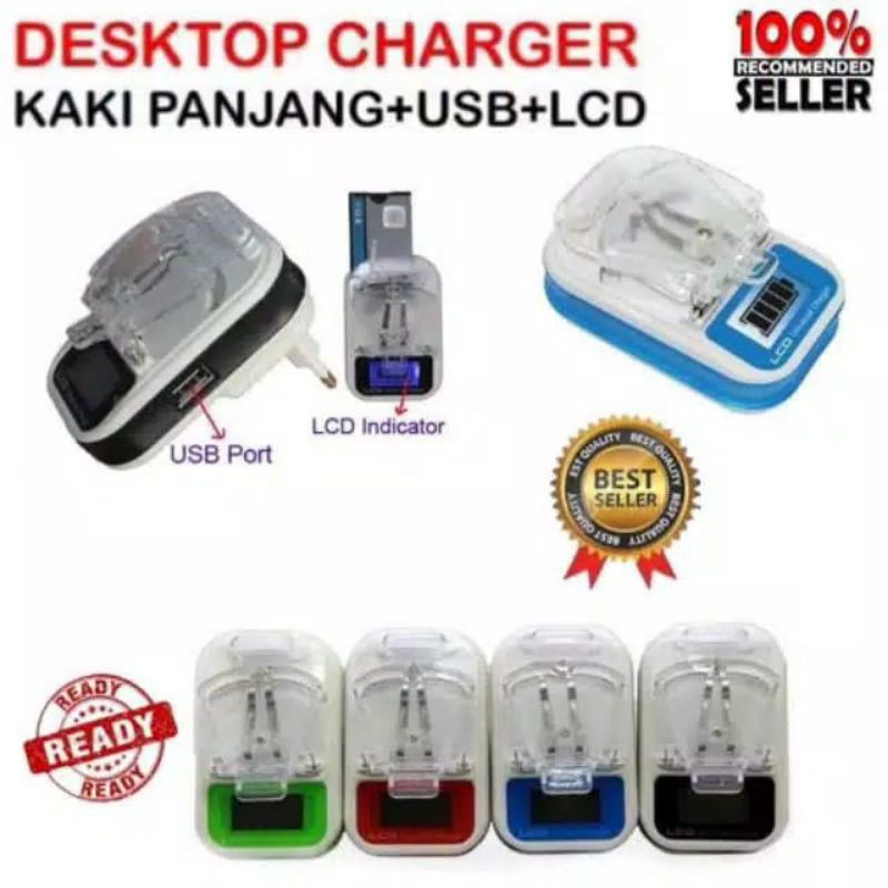 Charger Kodok Desktop LCD Jepit USB Destop chager cager cas casan tc