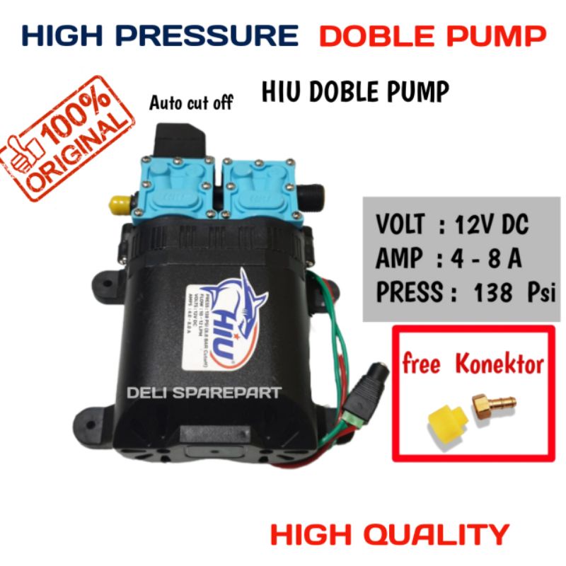 DINAMO DOUBEL DOUBLE PUMP HIU ORIGINAL POMPA STEAM TEKANAN TINGGI CUCI MOTOR AC MOBIL 12V AC DC