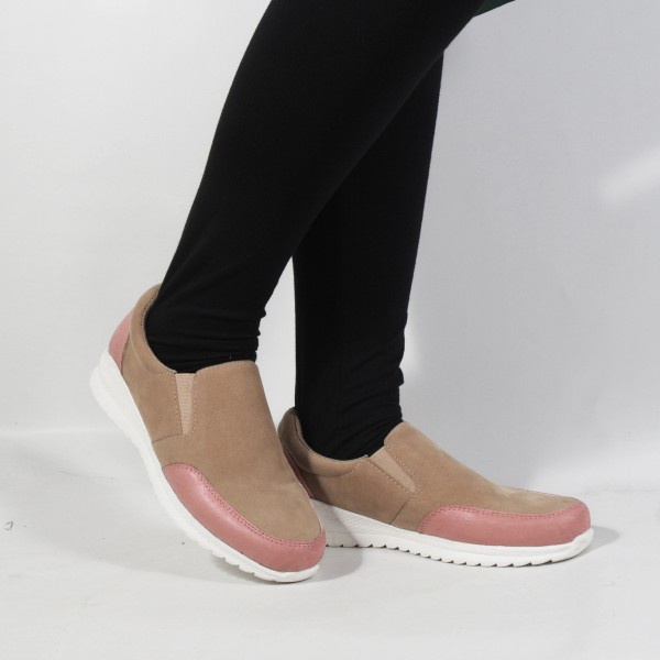 Sepatu Slip On Wanita Terbaru V 7511 Brand Varka Sepatu Kets Kuliah Kerja Hangout Wanita Trendi Berkualitas - Krem Pink