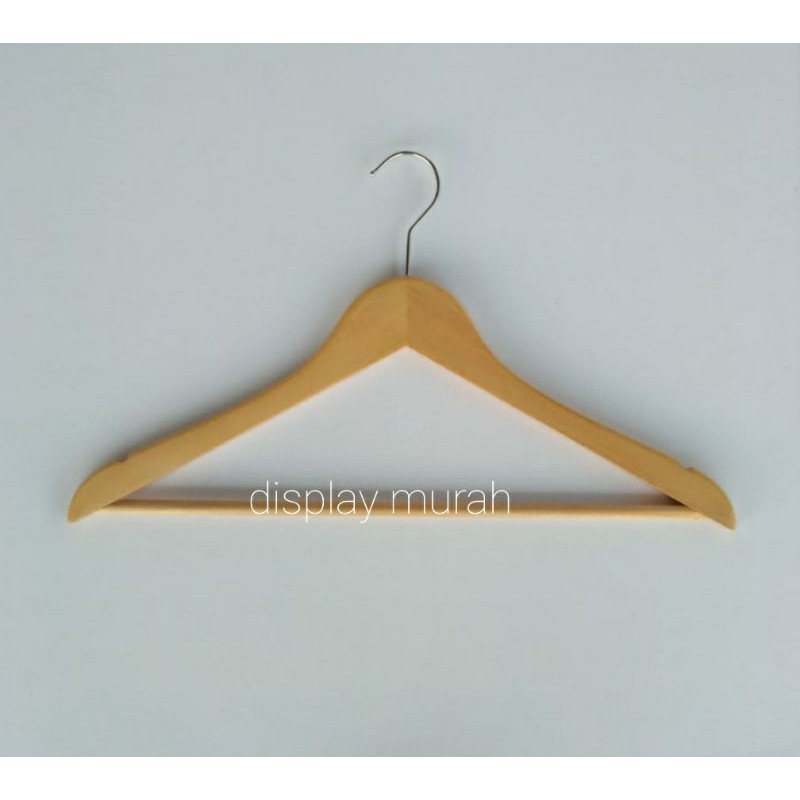 Hanger Kayu Palang Natural Dewasa Wood Gantungan Baju Kayu Celana Rok - BH