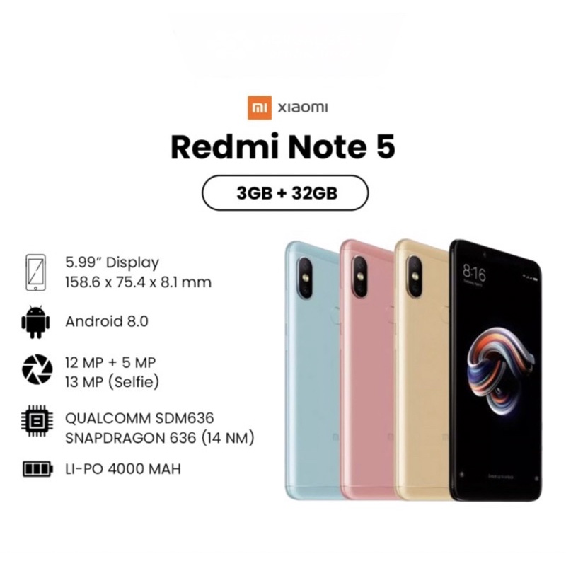 Xiaomi Redmi Note 5 Ram 3/32GB-6/64GB Smartphone LTE|4G