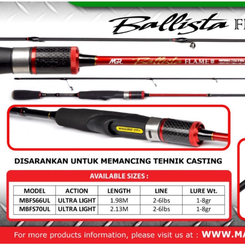 joran ul maguro ballista ice flame 662 atau 702 2-6 lb ultralight