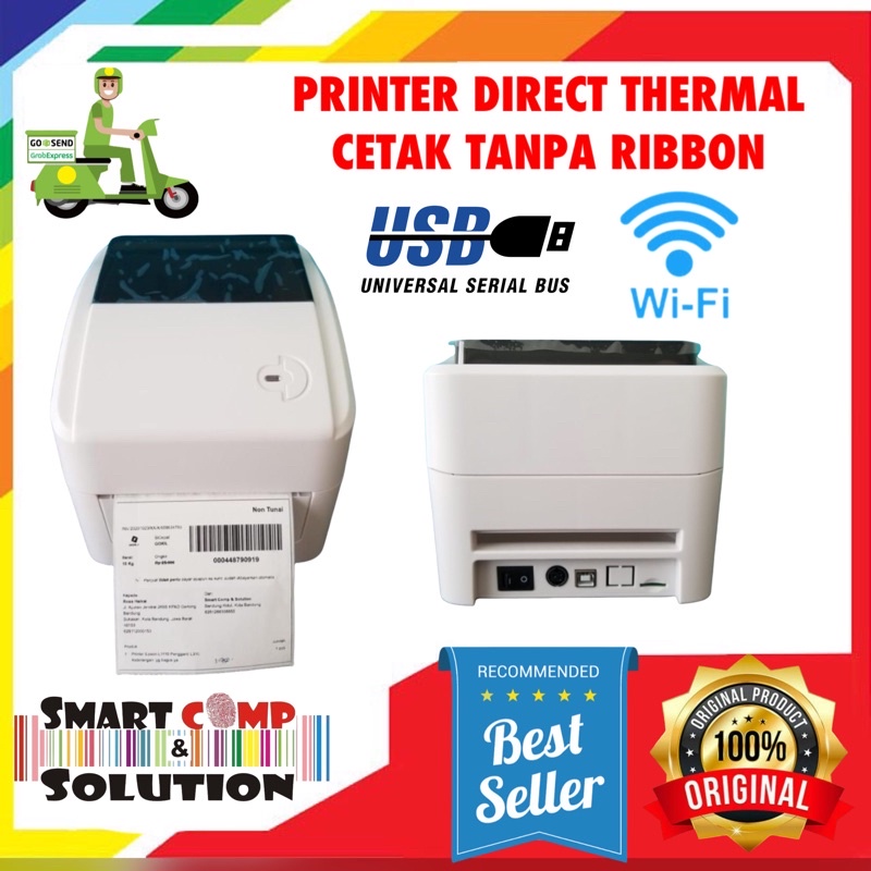 Printer Barcode Therma XPrinter 420B Wifi - USB Label RESI Alamat A6