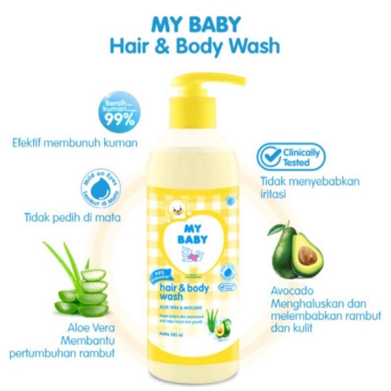 My Baby Hair &amp; Body Wash Pump 385ml &amp; Refill 400ml