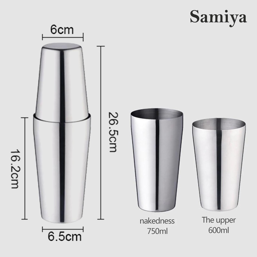 Boston shaker cocktail stainless set 600ml, 750ml  / set gelas pengocok minuman milk shake 600ml, 750ml