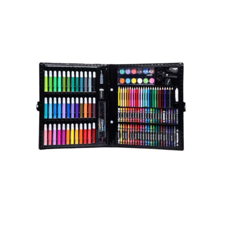 PENSIL WARNA 150 PCS ALAT TULIS SET CRAYON COLOURING SET 150 PCS ART SET ALAT GAMBAR/MEWARNAI-Hitam