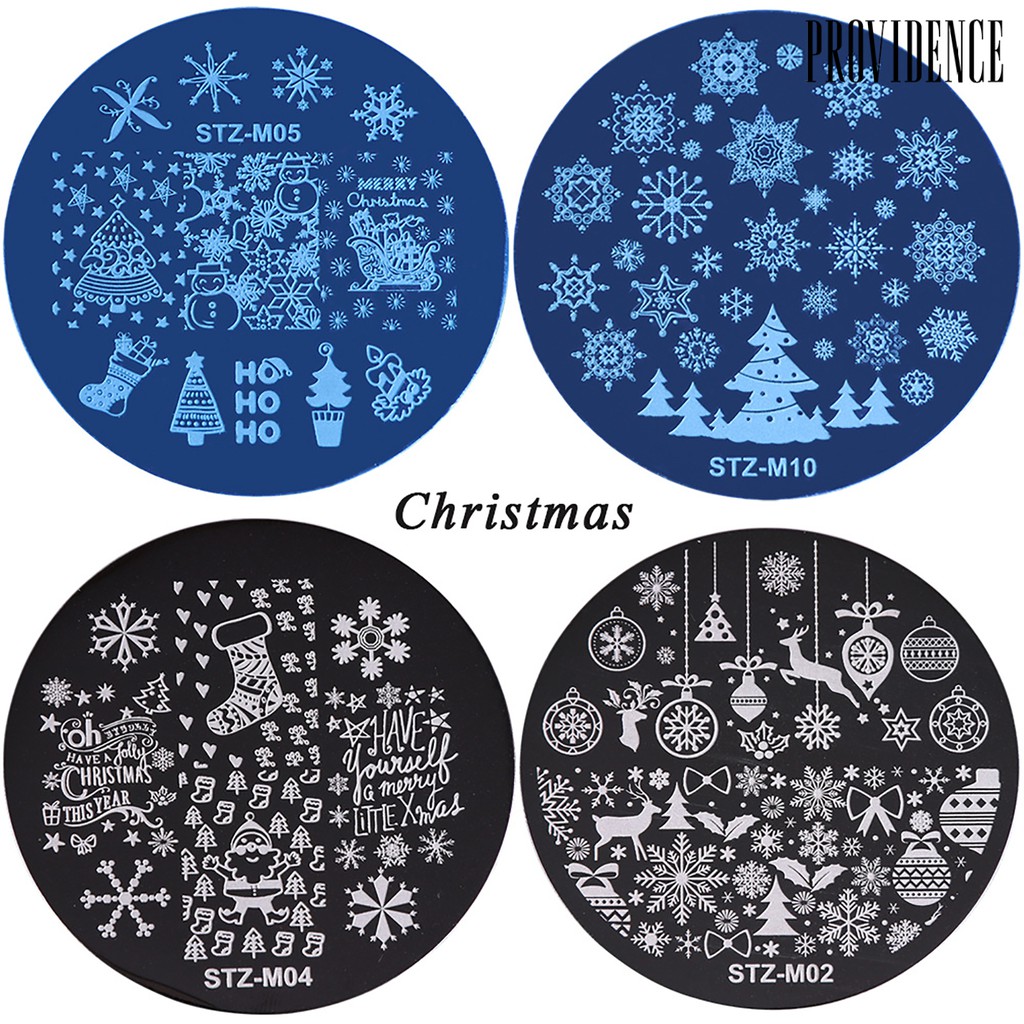 Providence 5Pcs Round Christmas Nail Art Stamping Plate Stamp Image Manicure Templates