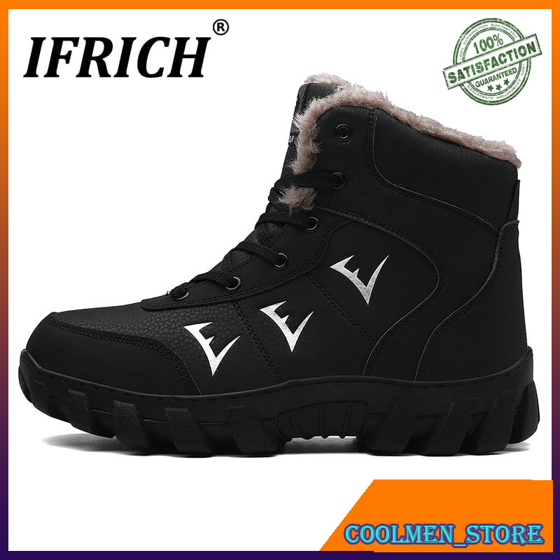 Sepatu Boots Pria Fashion Eksklusif New Arrival Snow Boots For Men Black Brown Leather Sneakers
