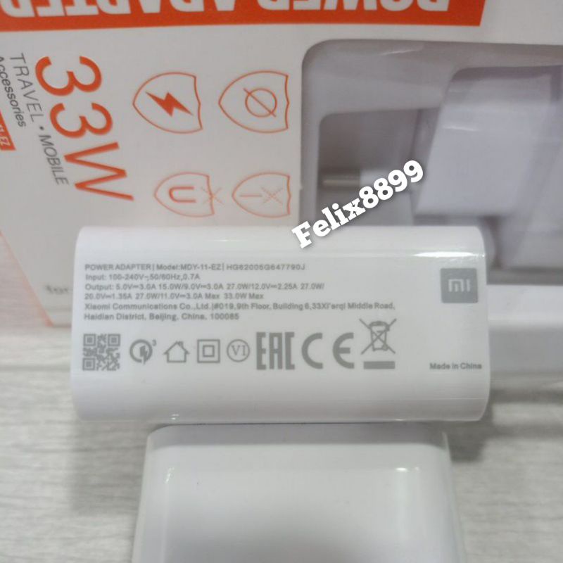 Charger Casan Xiaomi Fast Charging 27Watt 33W 55W 65W Cable Type C